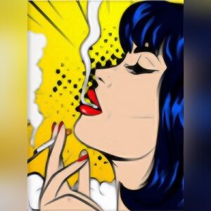 Comic Lady Smoking Canvas Art Print